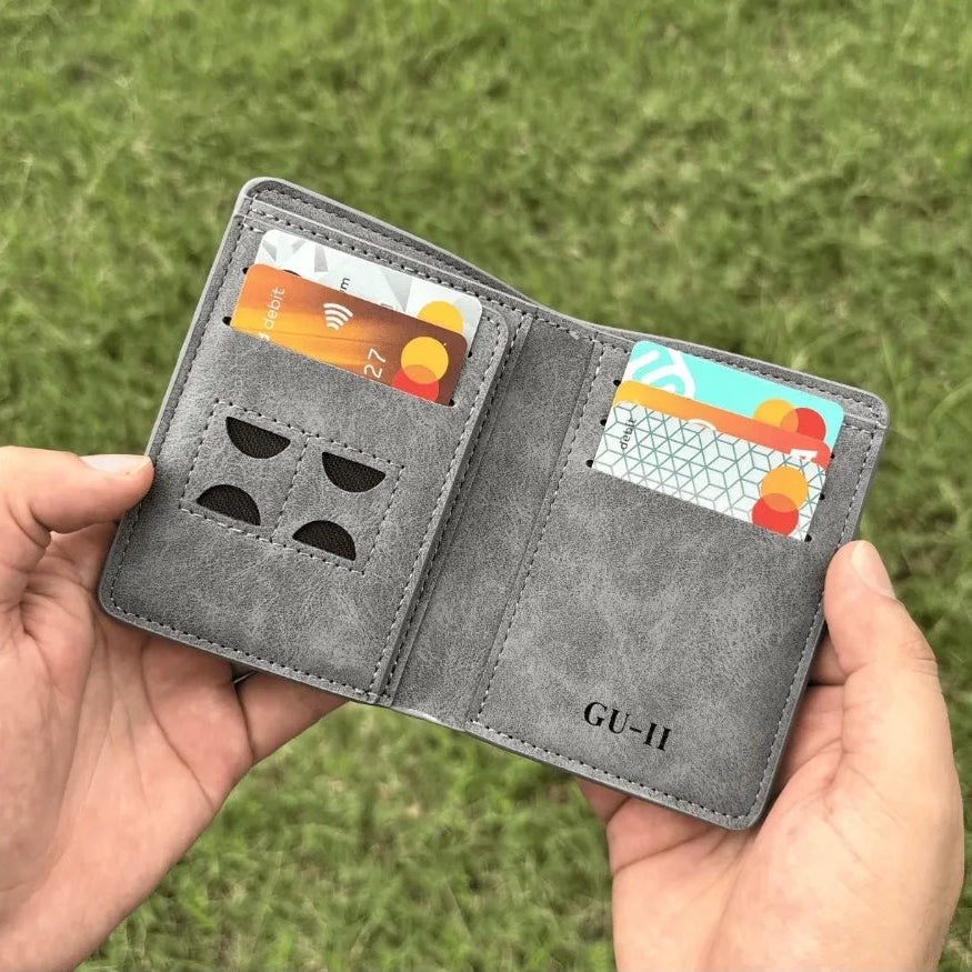 Men PU Leather Wallet Slim Bifold Stylish Card Holder