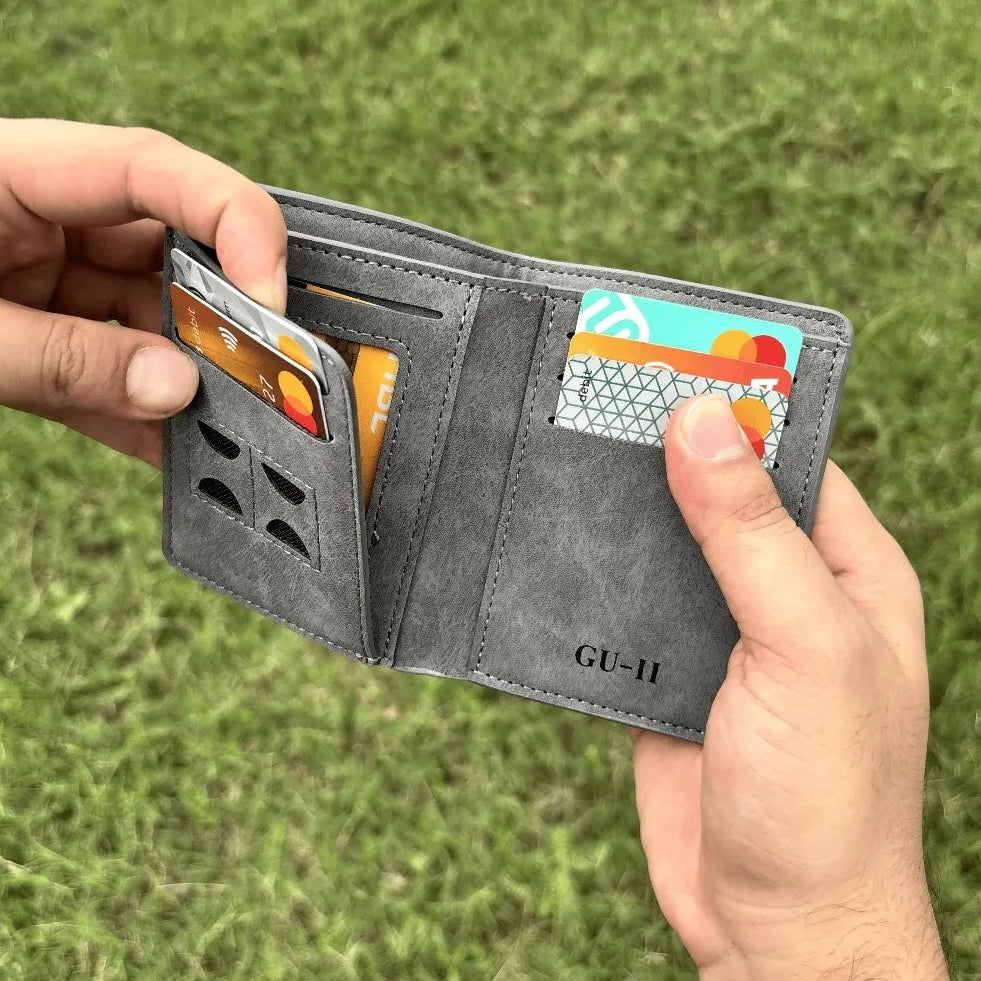 Men PU Leather Wallet Slim Bifold Stylish Card Holder